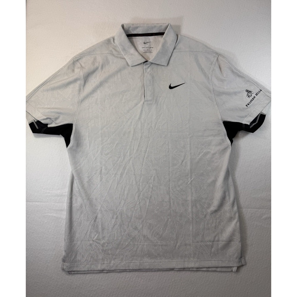 Nike Dri-FIT ADV Tiger Woods Collection Golf Polo Mens M White Pelican Hill